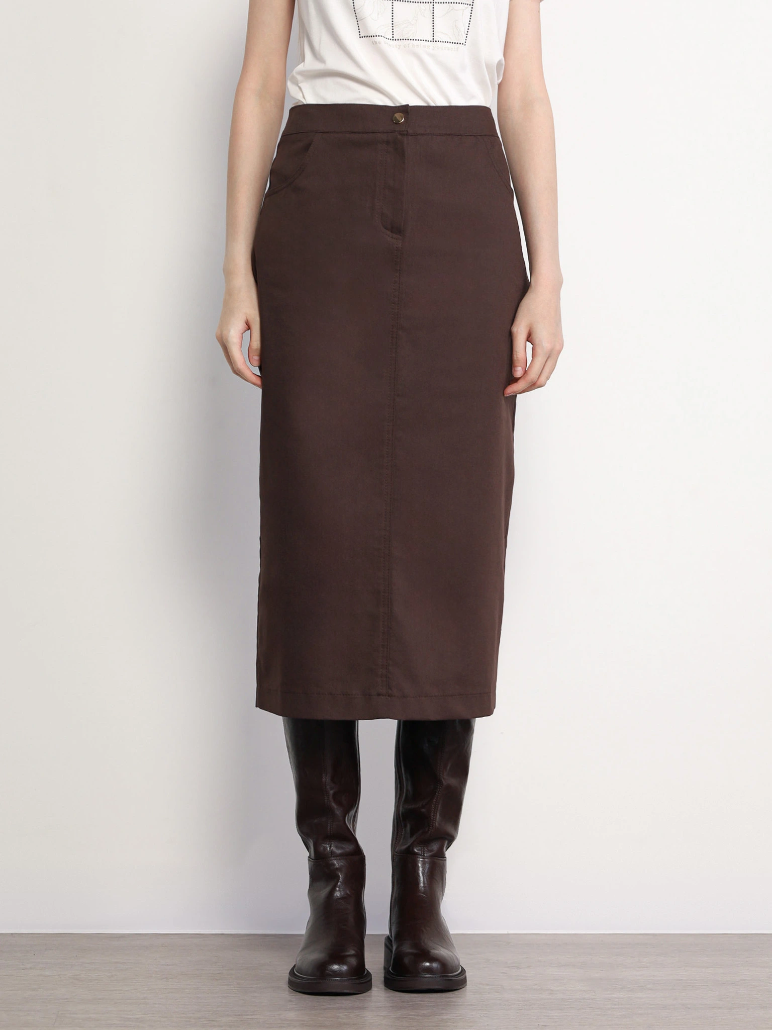 Юбка темно-коричневого цвета из смесового хлопка